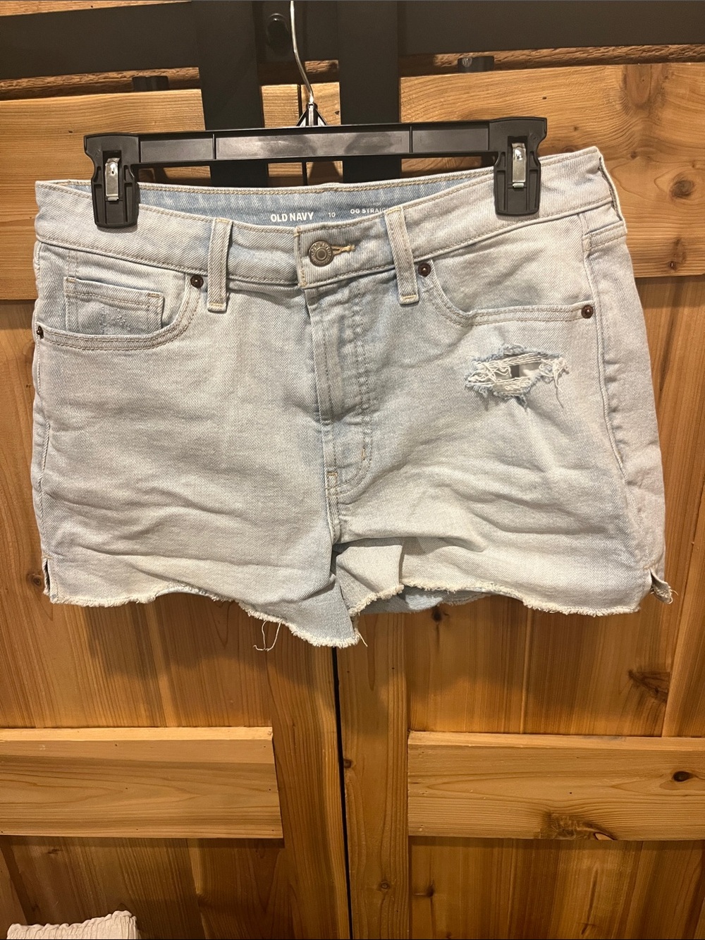 Old Navy Light Blue Distressed Denim Cutoff Shorts - High Waist